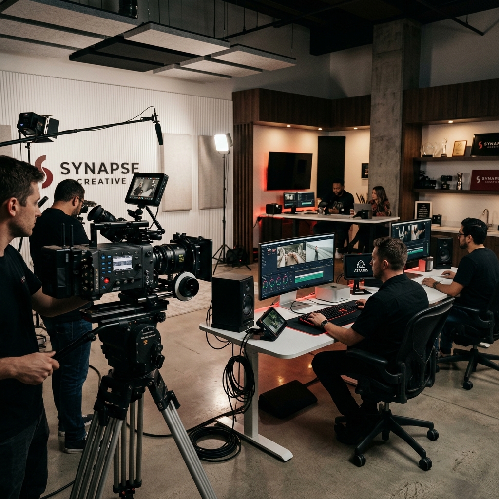 NAVA production crew filming on a cinematic studio set in Coimbatore